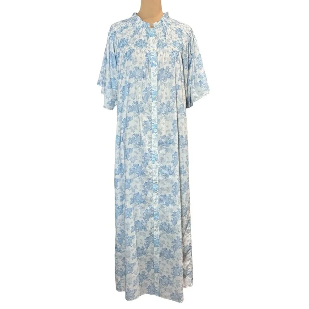 NWT LILLOU Floral Maxi Dress Sz S  Full Button Cottage Regency French Toile